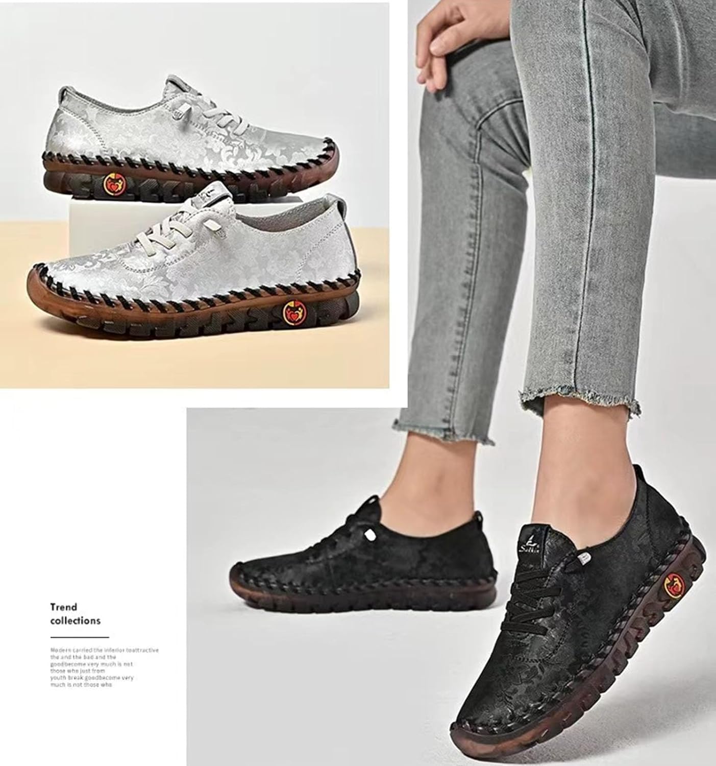 Women's Fashion Embroidery Hand-Stitched Soft Bottom Flat Loafers Comfortable Non-Slip Soft Casual Walking Shoes Orthopedic 4D Pain Relief Casual Shoes - Image 2