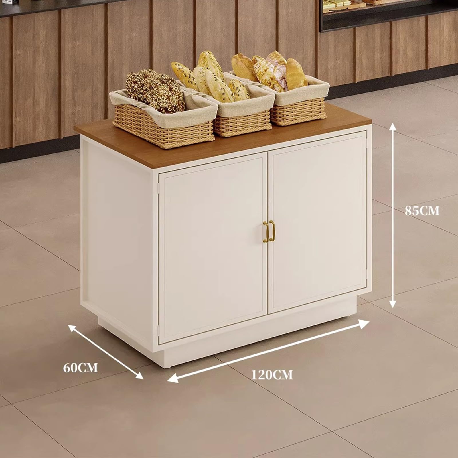 Zf9tBw5sH Unità cucina ad isola Armadietto portaoggetti a doppia anta for cucina con isola della fattoria piano di lavoro in legno