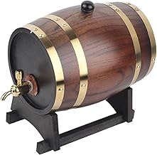 3L Oak Barrel, Retro Style Oak Wood Barrel, Red Wine Brandy Whisky Barrel Keg Bucket Container with Faucet Aging Oak Aging Barrel for Home Storage Wine Making Brewing Use