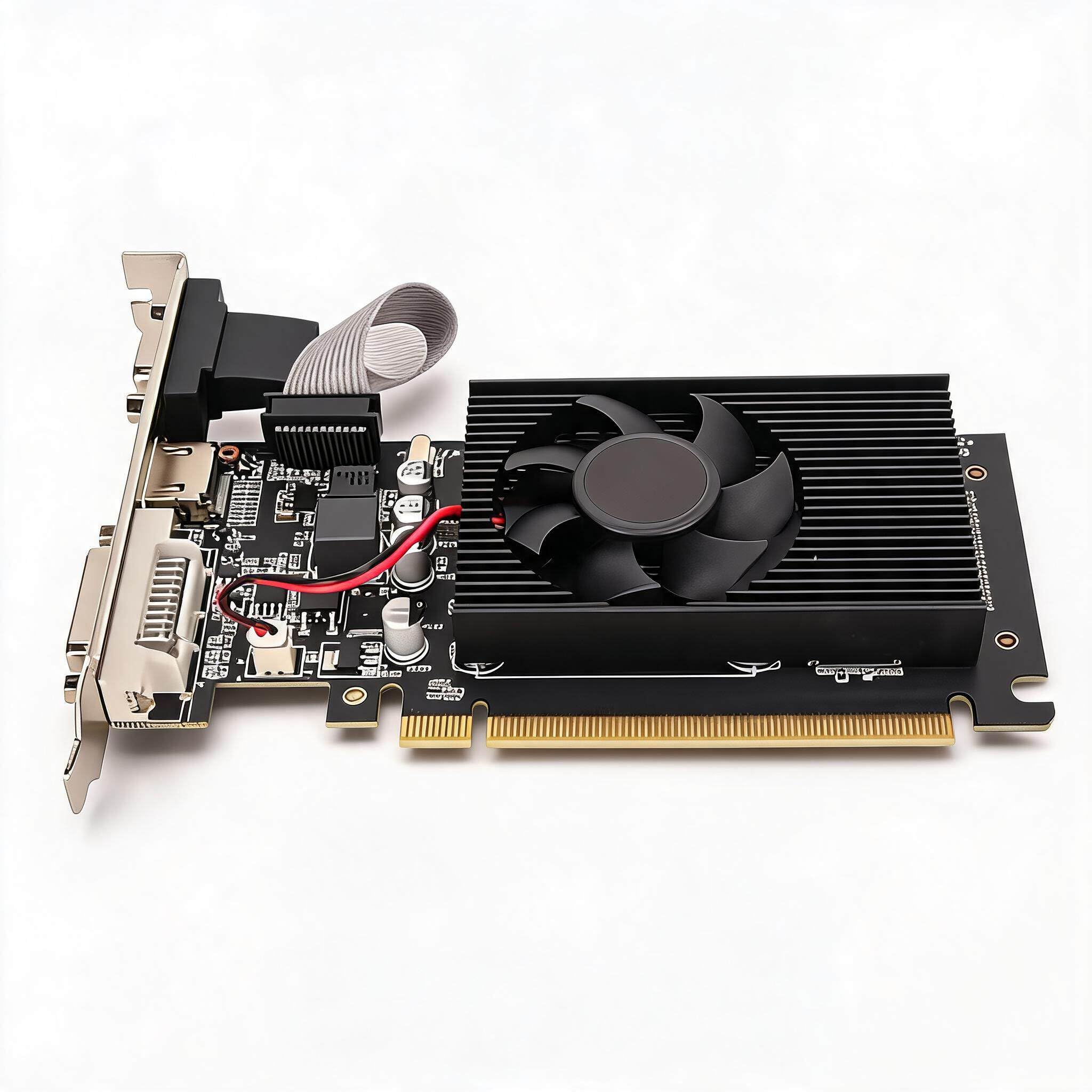 Scheda Grafica GT610 2GB, GT 610 2G DDR3 64bit, Scheda Grafica Desktop per Ufficio Aziendale, PCI E 1.1 X 16, DVI, VGA, HDMI, Scheda Video PC, Ventola Singola