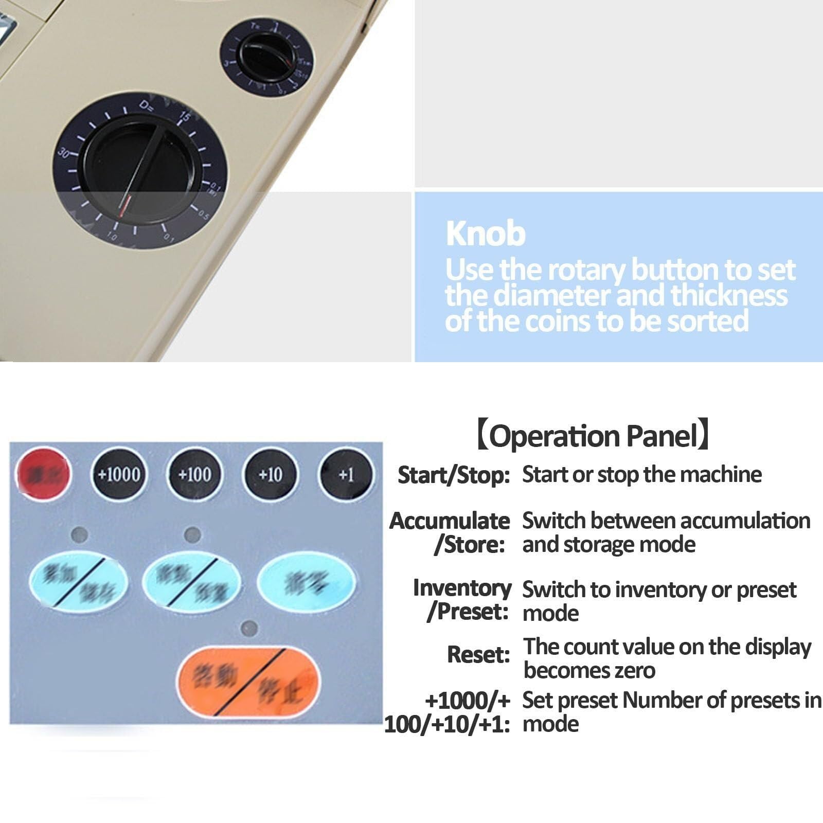 Contador y clasificador automático de monedas, clasificador eléctrico de alta velocidad con panel de control inteligente, diámetro y grosor ajustables, bandeja para 2000 monedas, para empresas
