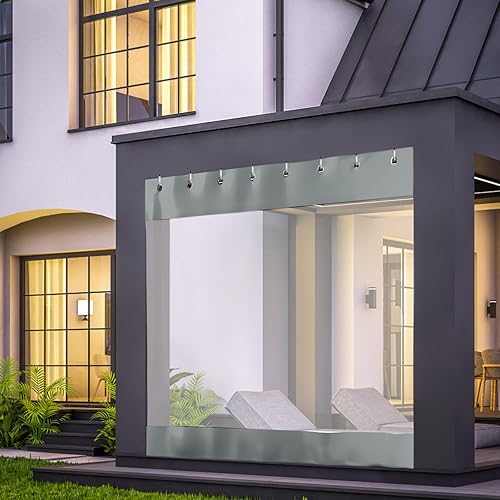 Cortina de vinilo para exteriores con panel de lona transparente, de PVC resistente de 11 x 8 pies, con ojales, cortinas resistentes a la intemperie