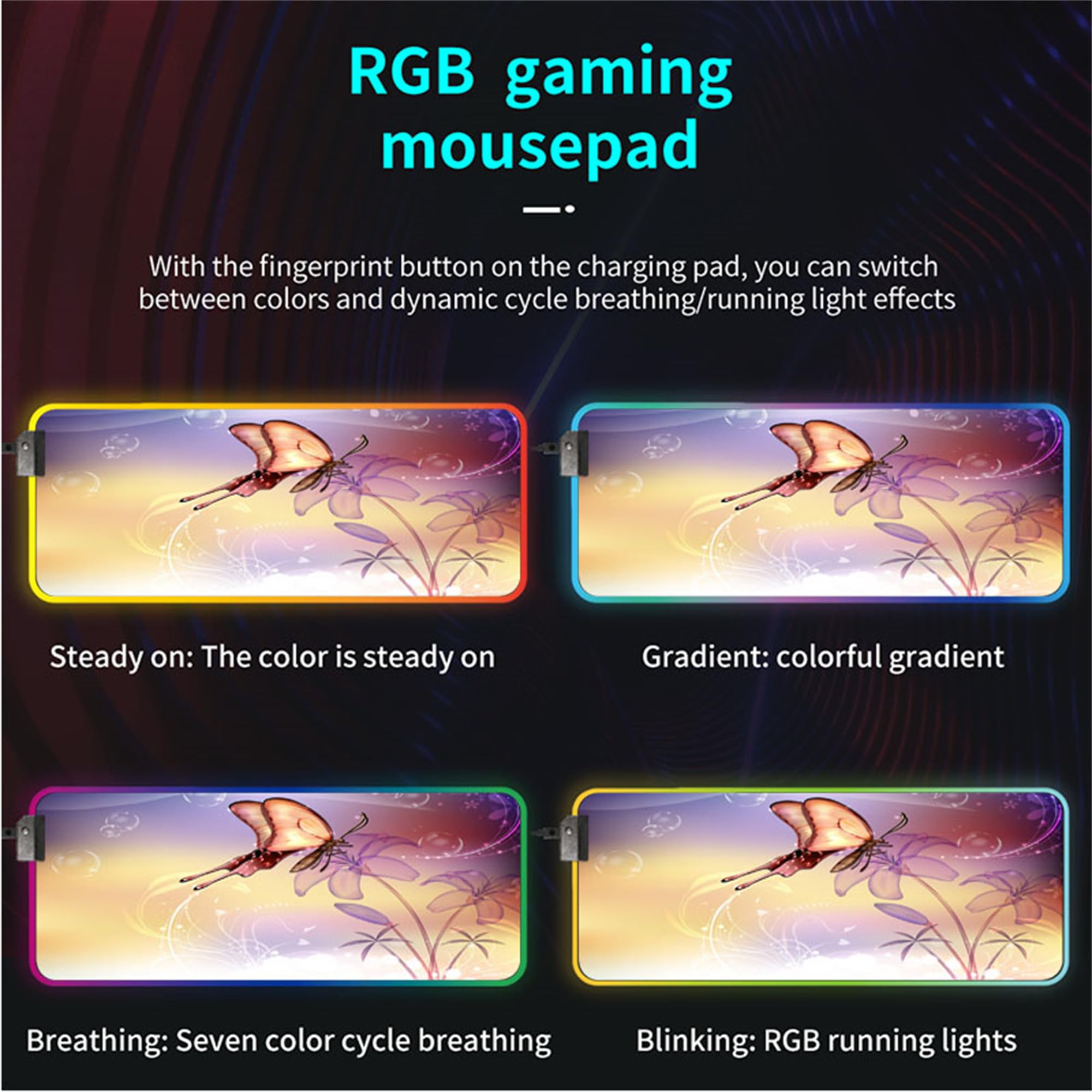 Amazon.co.jp：大型RGBマウスパッド、デスク用ゲーミングマウスパッド、キーボードとマウス用マウスパッド、ゲーマー用14LED照明モードデスクマット、自宅やオフィス用マウスパッド、XXX-ラージ:  パソコン・周辺機器