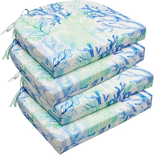 Miniatura 19 de downluxe - Cojín para asiento, redondo, impermeable, para exteriores e interiores, para patio o jardín, 43 x 41 x 5 cm, amarillo, paquete de 4