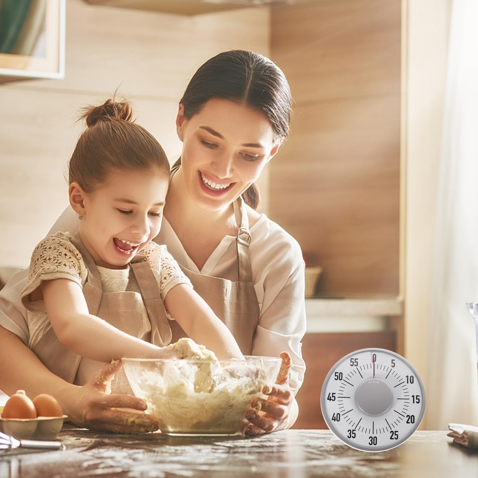 Mechanische Zeitschaltuhr aus Abs Kunststoff mit Erinnerungsfunktion und 60 Minuten Countdown für Lernen und Übung in Weiß