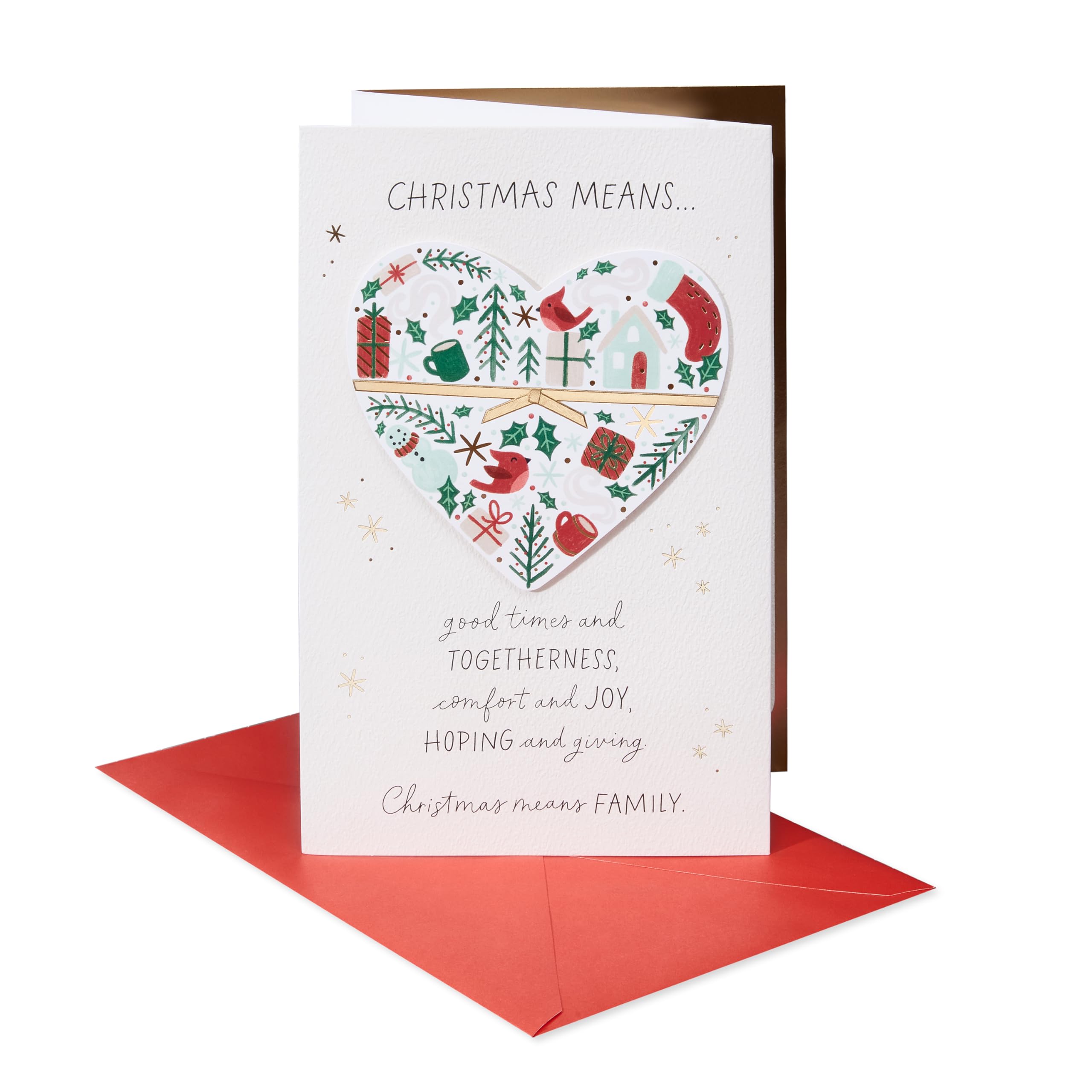 American Greetings Christmas Card (Family Like You), Heart w Icons, 14,2 cm x 21,6 cm