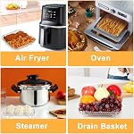 BYKITCHEN 8 inch Square Air Fryer Rack, 3pcs Stackable Stainless Steel Dehydrator Rack with Silicon Feet, Square Air Fryer Accessories for Cosori, Instant Vortex, Ninja Pro XL 6.5 QT AF181 & More