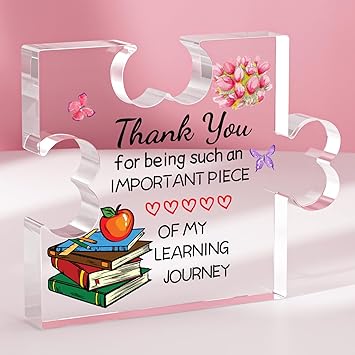 Funnli Teacher Gifts, Teacher Appreciation Gifts Acrylic Plaque, Appreciation Valentines Day Christmas Thank You Graduation Gifts for Women Teacher Principal Classmate Study Partner Roommate