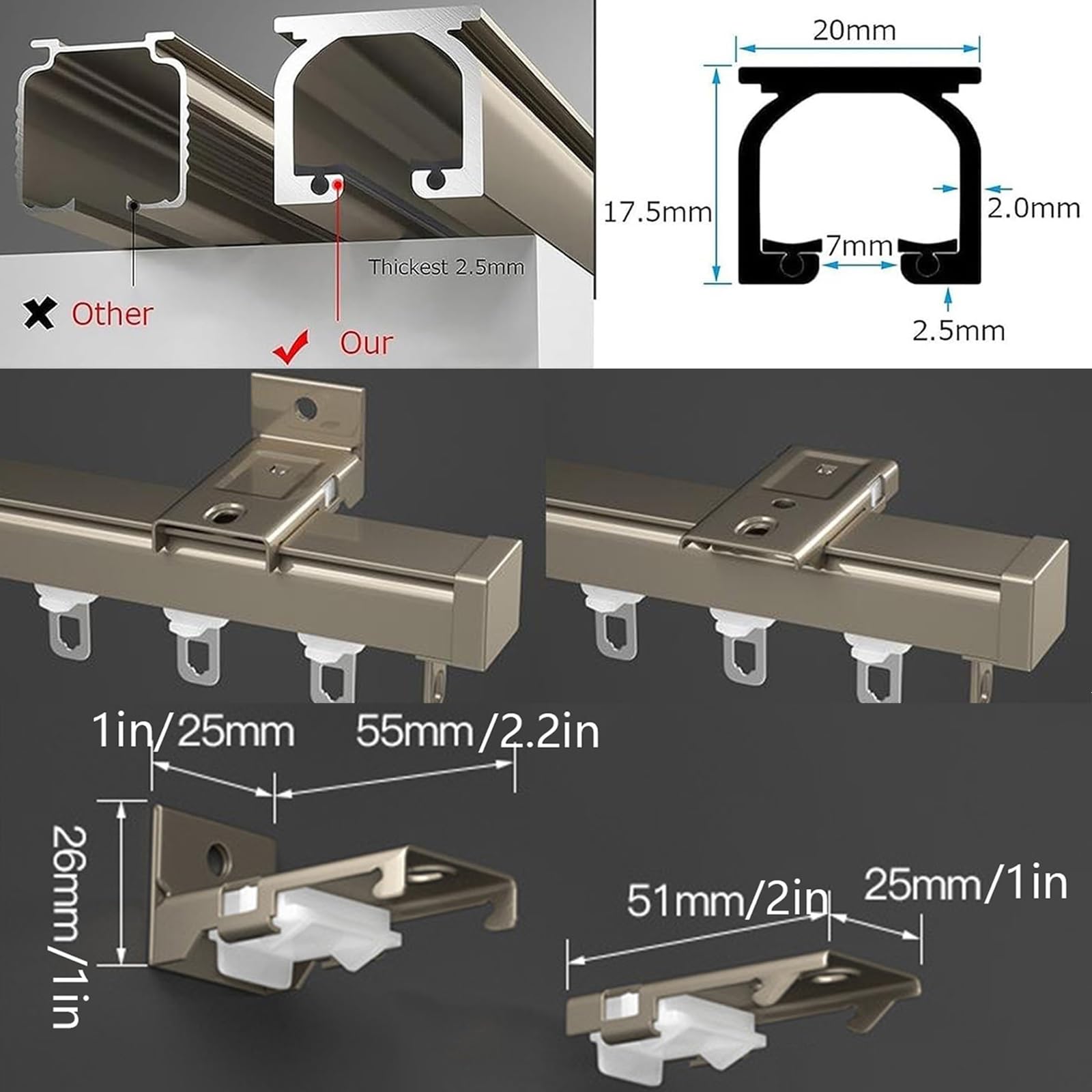 Aluminiowa szyna sufitowa, do firanek, 90 cm, 160 cm, 380 cm, 500 cm, 600 cm, system szyn do montażu na suficie/ścianie, ścianka działowa (biała, 420 cm)