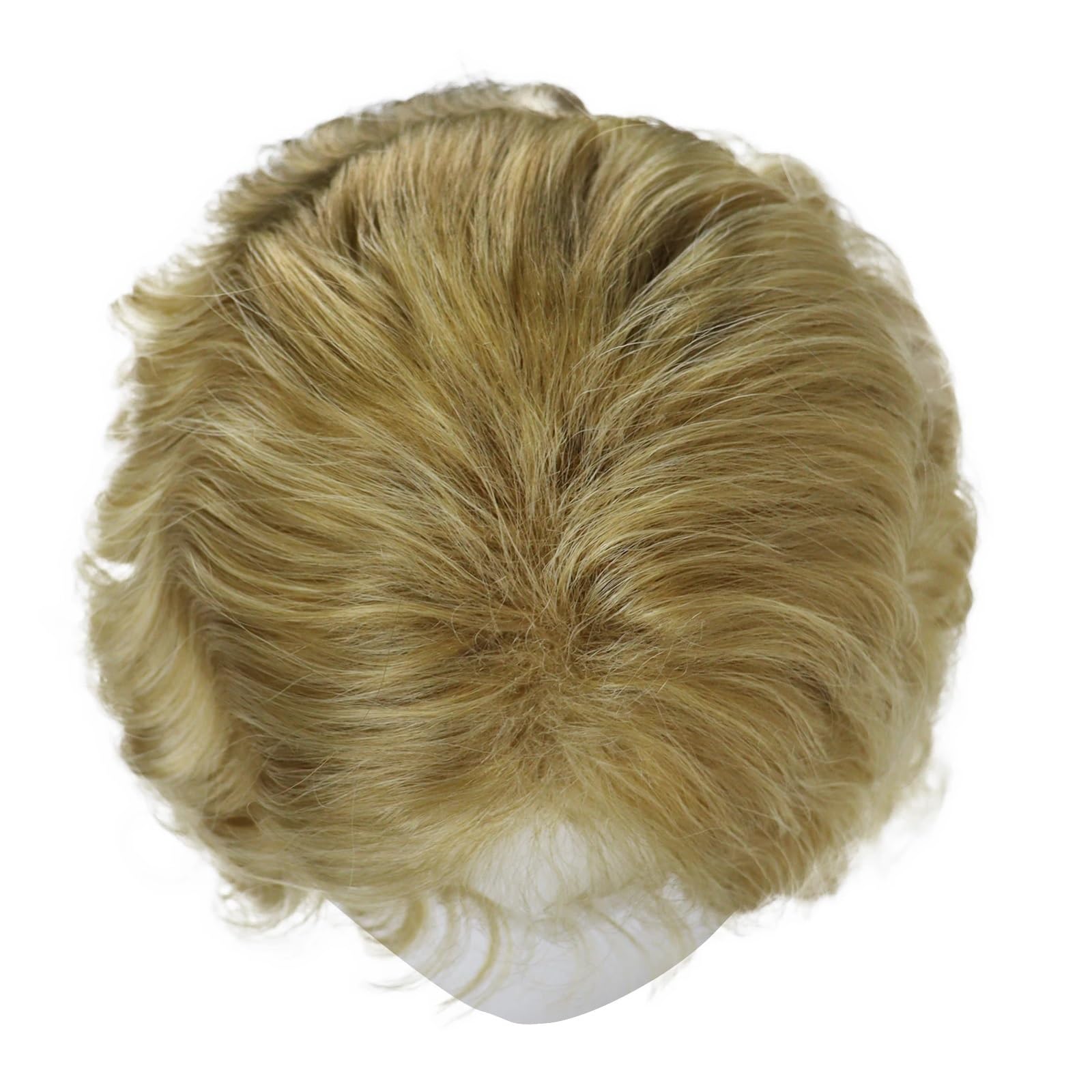Parrucca sintetica naturale bionda da 1 pezzo, capelli ricci lunghi for uomo, uso quotidiano, a strati con frangia(Black)