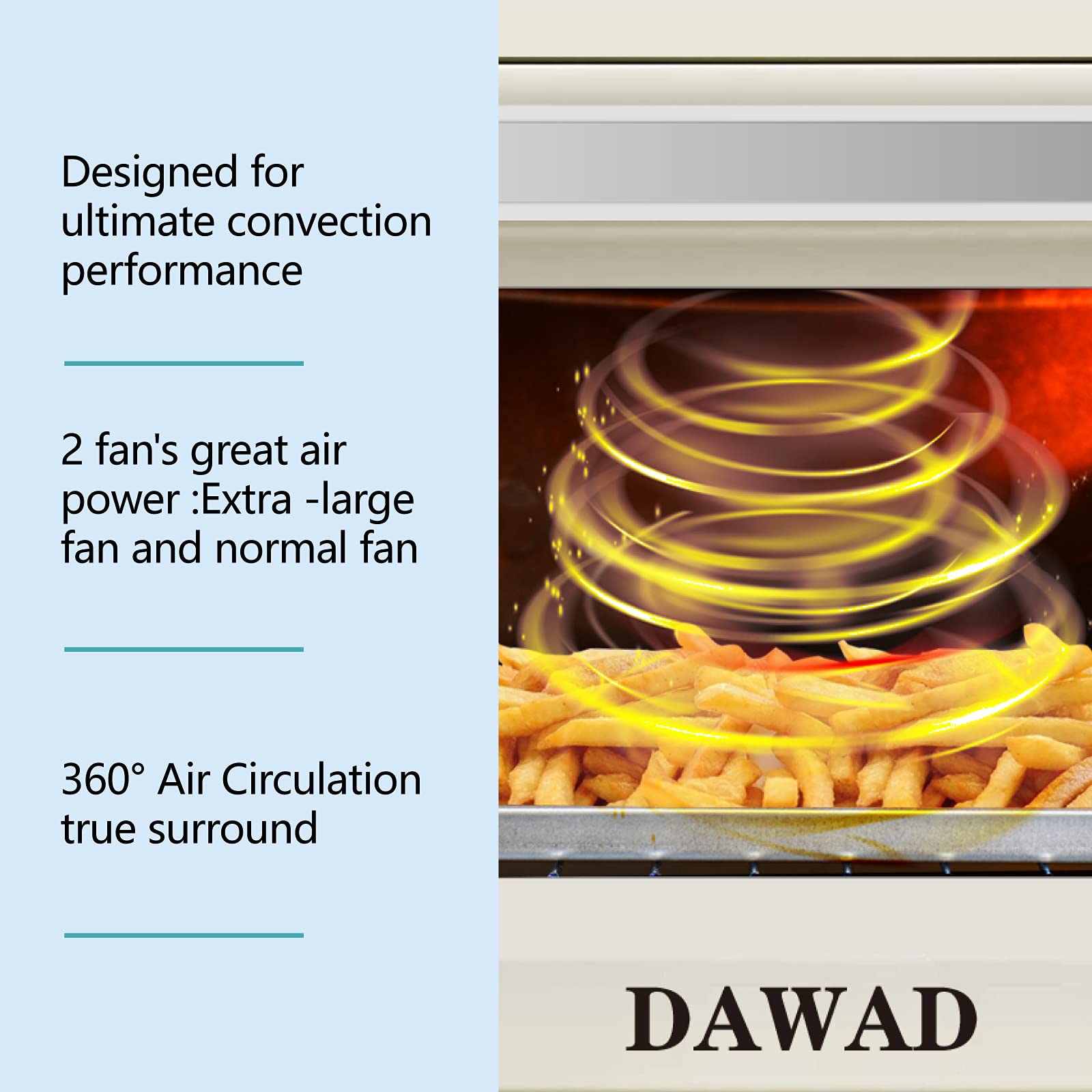 Dawad Air Fryer Toaster Oven Countertop Small Space Retro Cream White