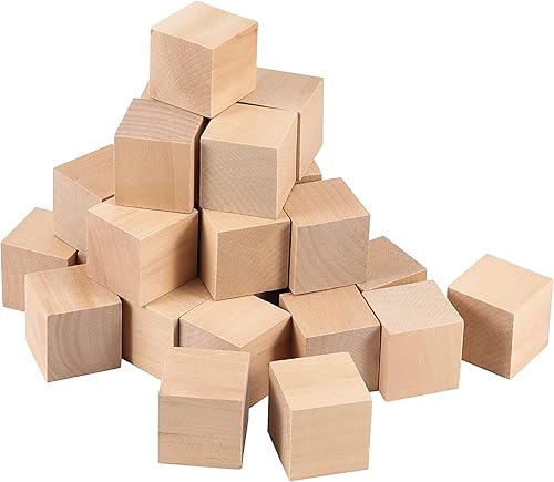 Miniatura 5 de ZOENHOU Juego de 60 bloques de madera de 1.5 pulgadas, cubos de madera maciza natural de primera calidad, sin acabar, para pintar, decorar, hacer