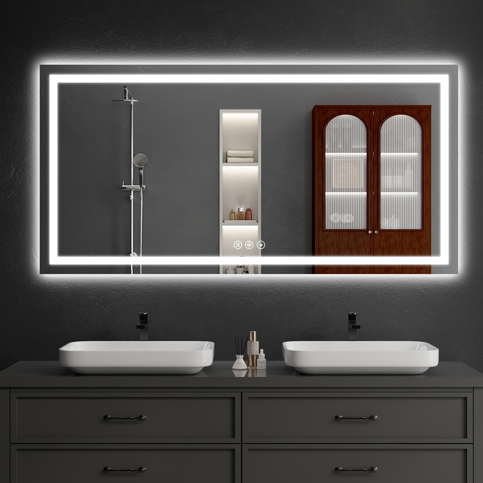 Photo 1 of ***FACTORY SEALED - OPENED FOR INSPECTION*** WISSMIELS 30"x60" LED Bathroom Mirror with Lights, Dimmable, Anti-Fog, Lighted Bathroom Vanity Mirror for Wall, Backlit + Front Lit, Memory Function, Shatter-Proof, Tempered Glass