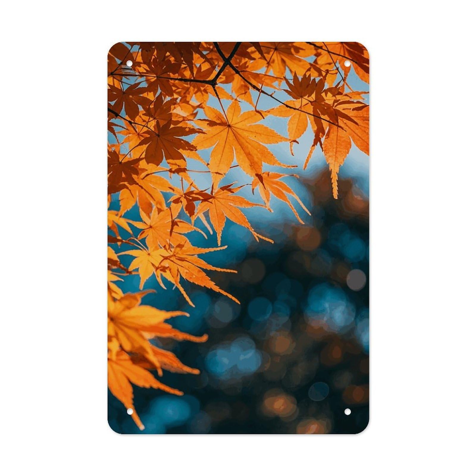 QMNLKH Fall Maple Leaves Plaques for Wall Decor, Personalized Metal Tin Sign for Home, Multifunctional Poster for Office, Fashion Painting for Hallway, Wall Art Pictures, 7.9x11.8Inch
