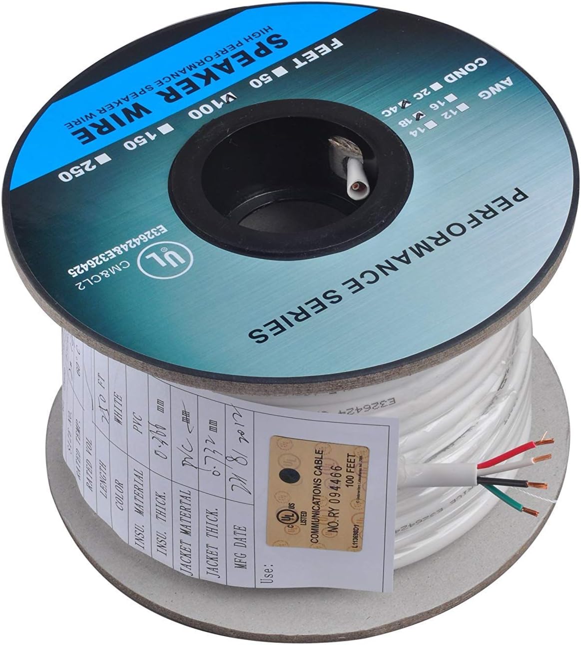 100ft (30m) Pro Series CL2 Rated 4Conductor 18 Gauge in