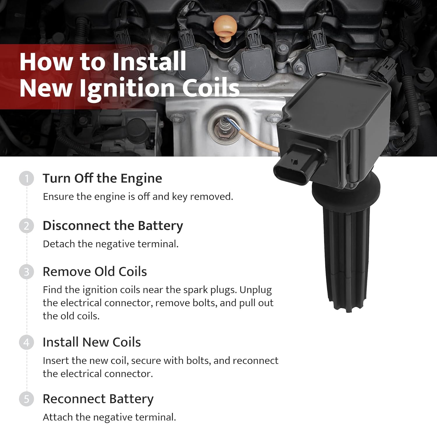Ignition Coil Pack and Spark Plugs Kit fit for Turbo 2.0T 2.3T Ford Edge Escape Explorer Focus Mustang Fusion Taurus, Lincoln MKZ MKC MKT 2.0 2.3, 2012 2013 2014 2015 2016 2017 2018 2019 2020, UF670