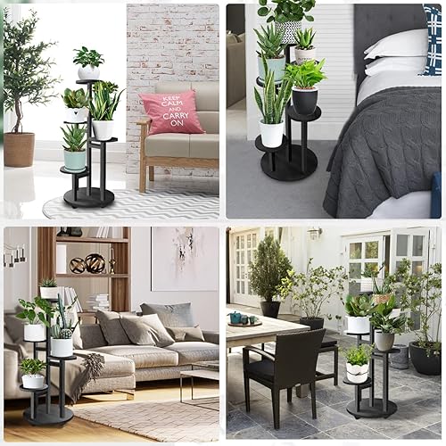 Miniatura 4 de GEEBOBO Soporte alto para plantas de 5 niveles para interiores, estante de madera para plantas, estante de exhibición de esquina, soporte de macetas