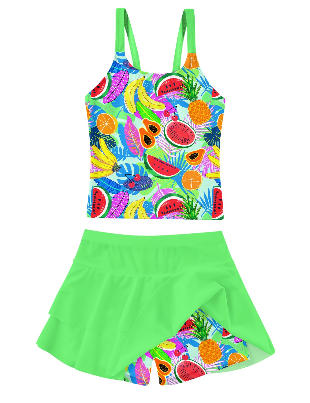 ALISISTER Girls Tankini Swimsuit Two Piece Bathing Suits Summer Beach Swimwear with Shorts for 7-12 Years