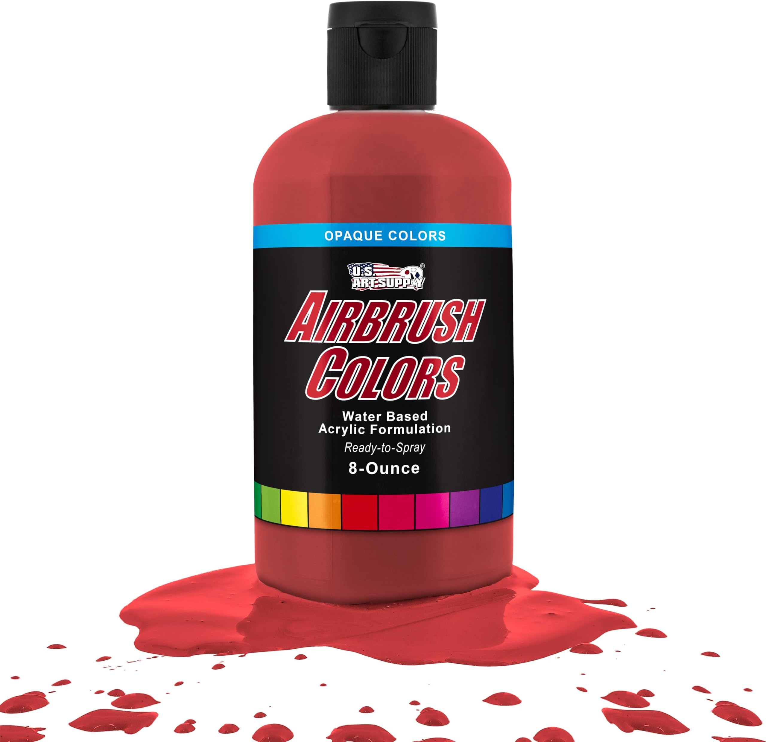 Opaque Bright Red Acrylic Special Effects Airbrush Paint - 8oz Ready to Spray Air Brush Paint for Nails, Models, Fabric - Water-Based Air Brush Painting