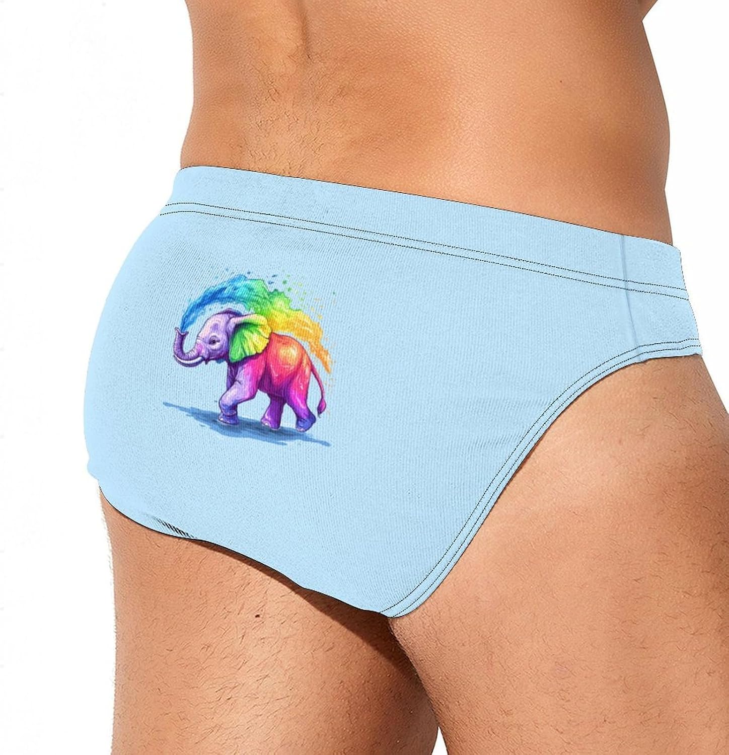 Colorful Elephant Mens Swim Trunks Swimwear Briefs Low Waist Swimsuit for Beach Sports
