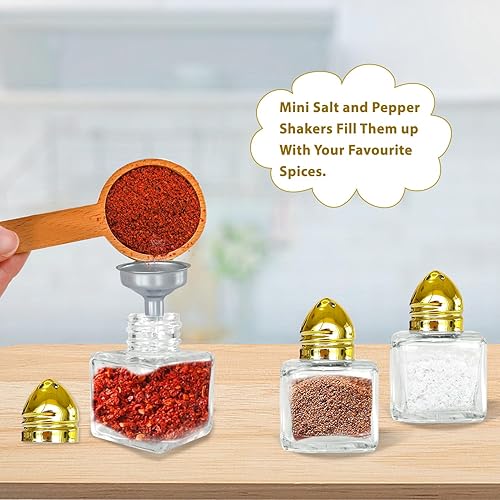 Miniatura 6 de 24 mini saleros y pimenteros con herramienta de embudo de 0.5 onzas, mini tarros de condimentos de vidrio para cocina, restaurante, viajes, hogar,