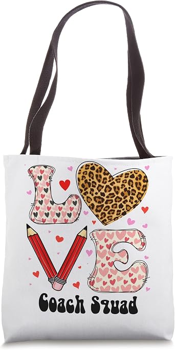 Coach Squad Love Heart Leopard Plaid Valentines Day Tote Bag