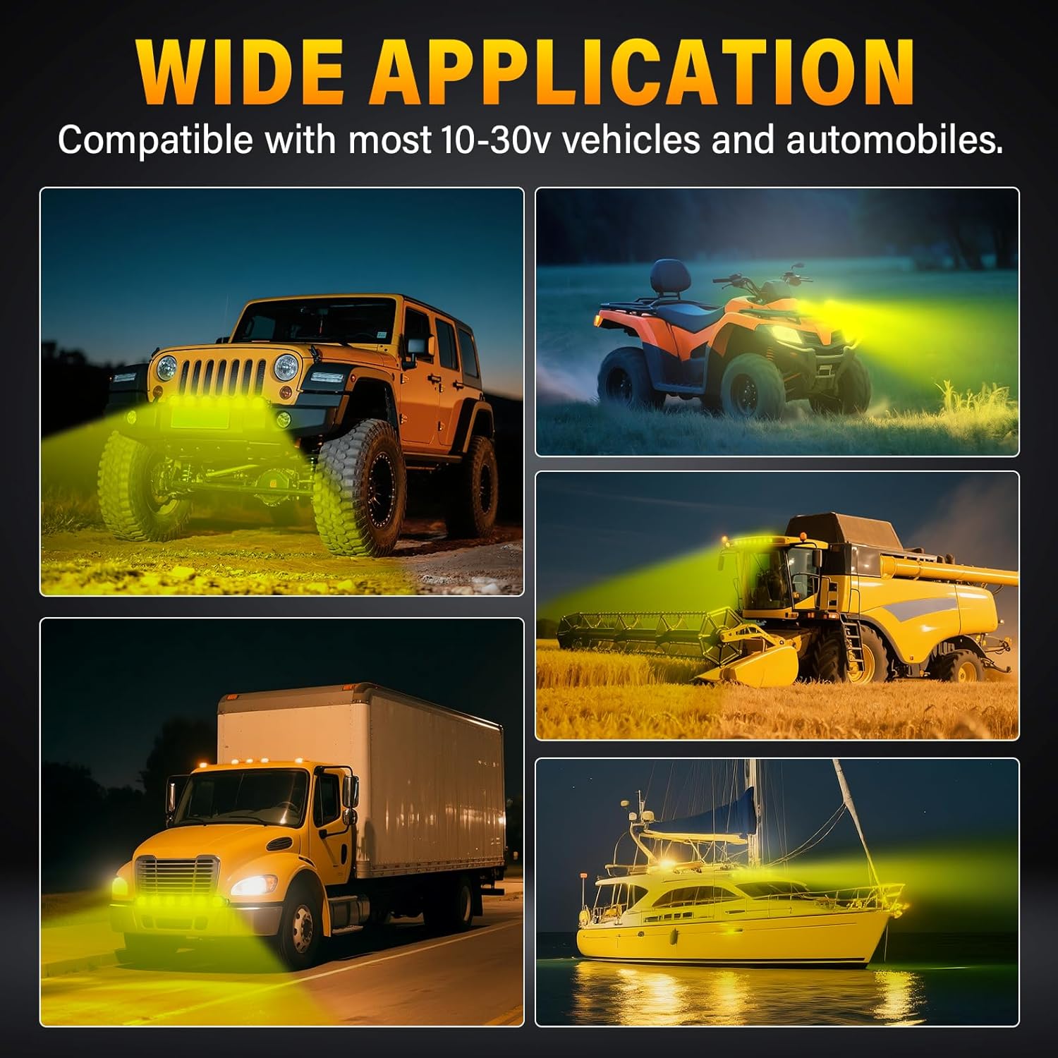 Willpower 52 inch 240W Yellow Straight Curved Adjustable & Linkable LED Light Bar with Wiring, Spot Flood Beam Off Road 4X4 Driving Fog Lights for 12V 24V Vehicle 8WD Car UTV SUV Truck Tractor Trailer