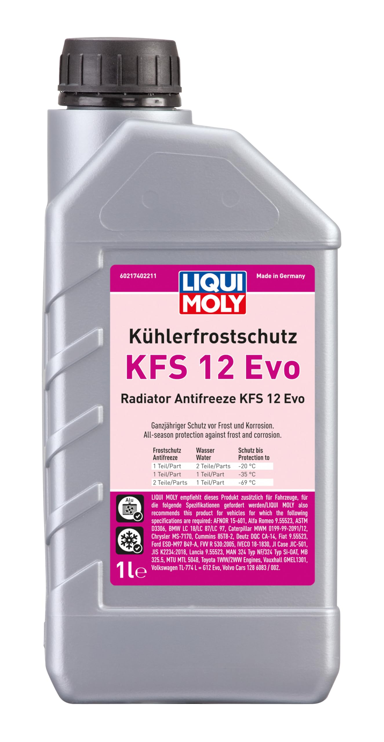 LIQUI MOLY Kühlerfrostschutz KFS 12 Evo | 1 L | Kühlerschutz | Art.-Nr. 21740, farblos