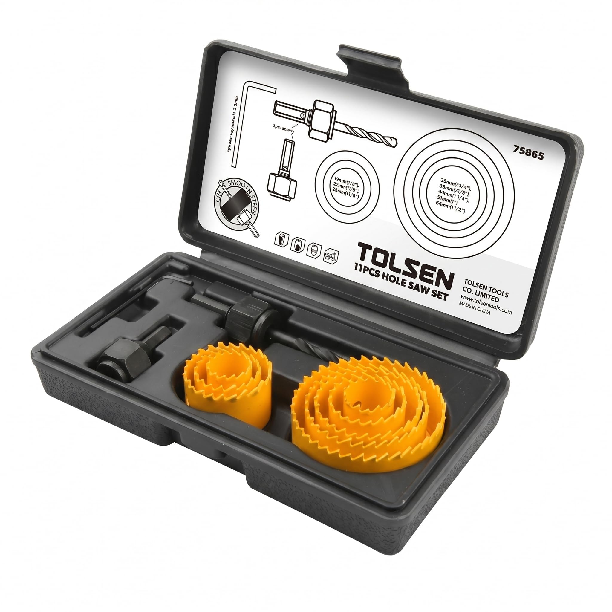 11pc Hole saw set (19mm - 64mm)