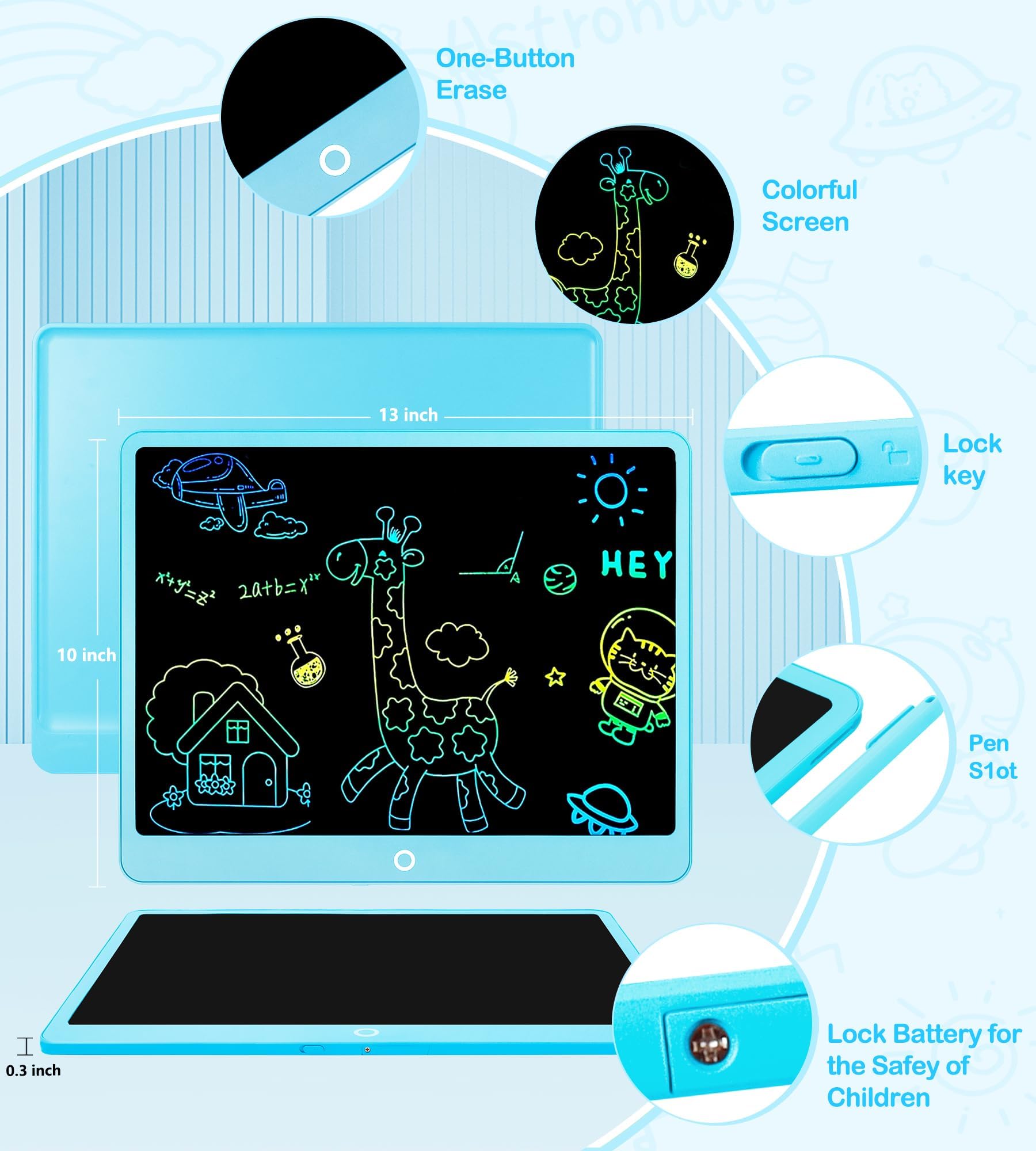 Tavoletta Grafica LCD Scrittura 16 Pollici, Tavoletta Grafica Bambini Elettronica Lavagna Digitale da Disegno con Penna Giochi Giocattolo 3-12 Anni Regali di Natale di Compleanno per Ragazzi Ragazze