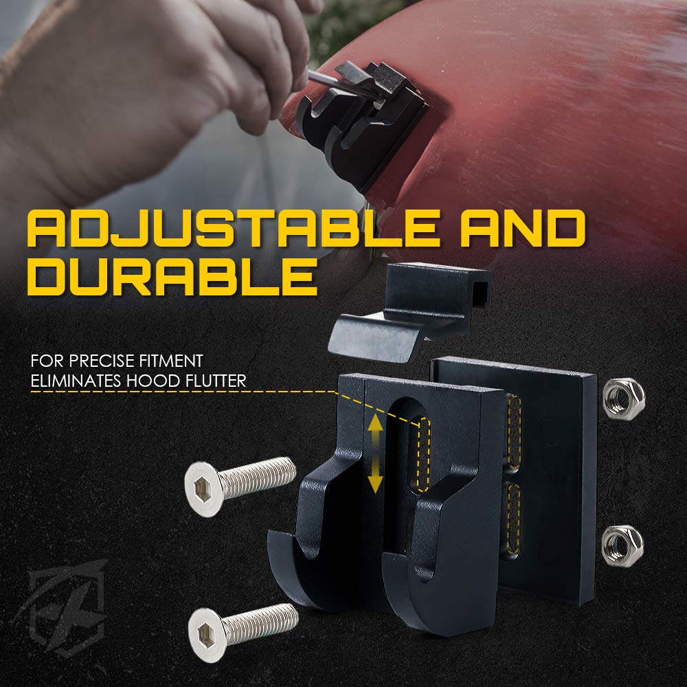 Xprite Kit di chiusura per cofano in alluminio per Jeep Wrangler JK JKU 2007-2018 e 2018-2021 Jeep Wrangler JL JLU Gladiator JT - Coppia