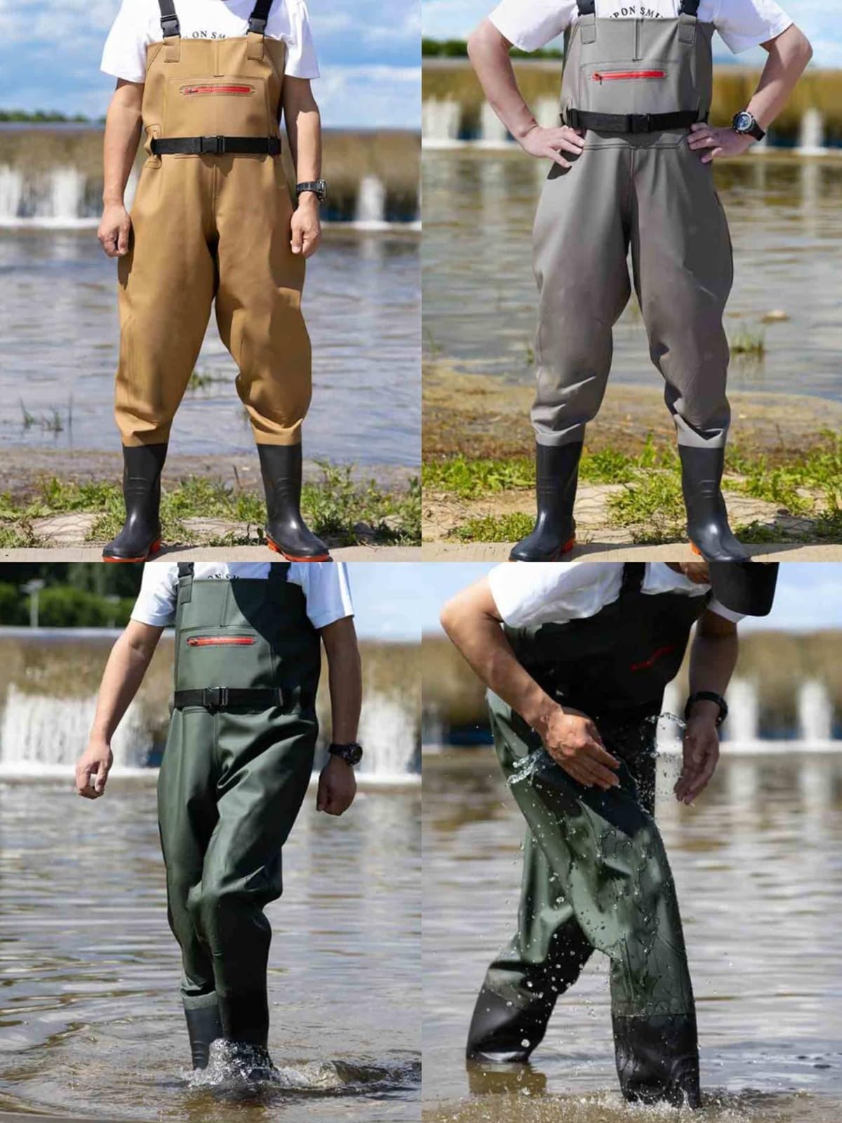 Pantaloni Impermeabili Uomo,Abbigliamento Pesca,Scafandro PVC Per Pescare Stivali Da Pesca Trampolieri Lavoro Da Palombaro Trampolieripesca,Caldo E Resistente Per Lavorare In Acque Fredde