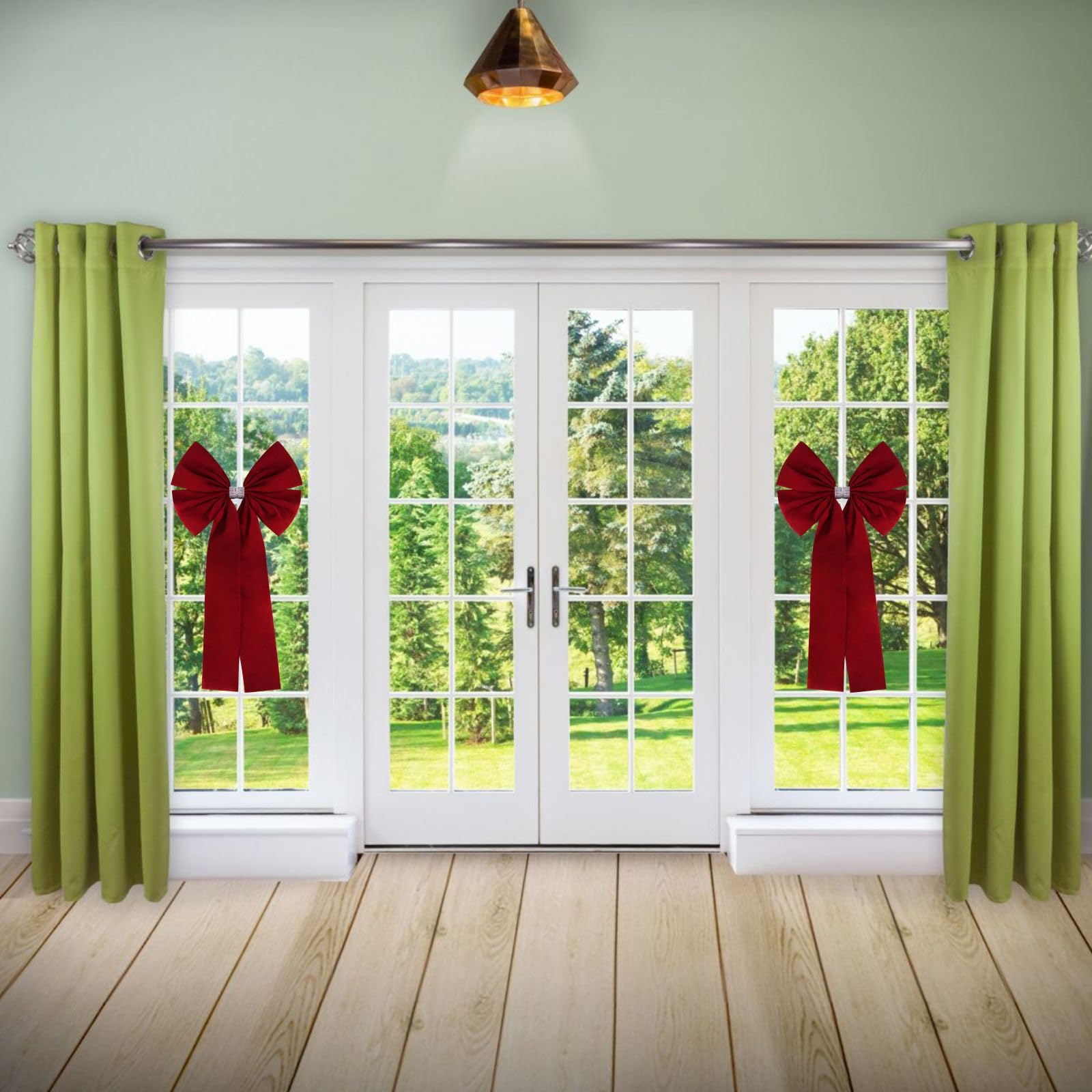 Meseey Lazo extra grande para árbol de Navidad de 36 x 18 pulgadas, lazo de terciopelo para decoración del hogar de Navidad, decoración de interiores y exteriores (borgoña)