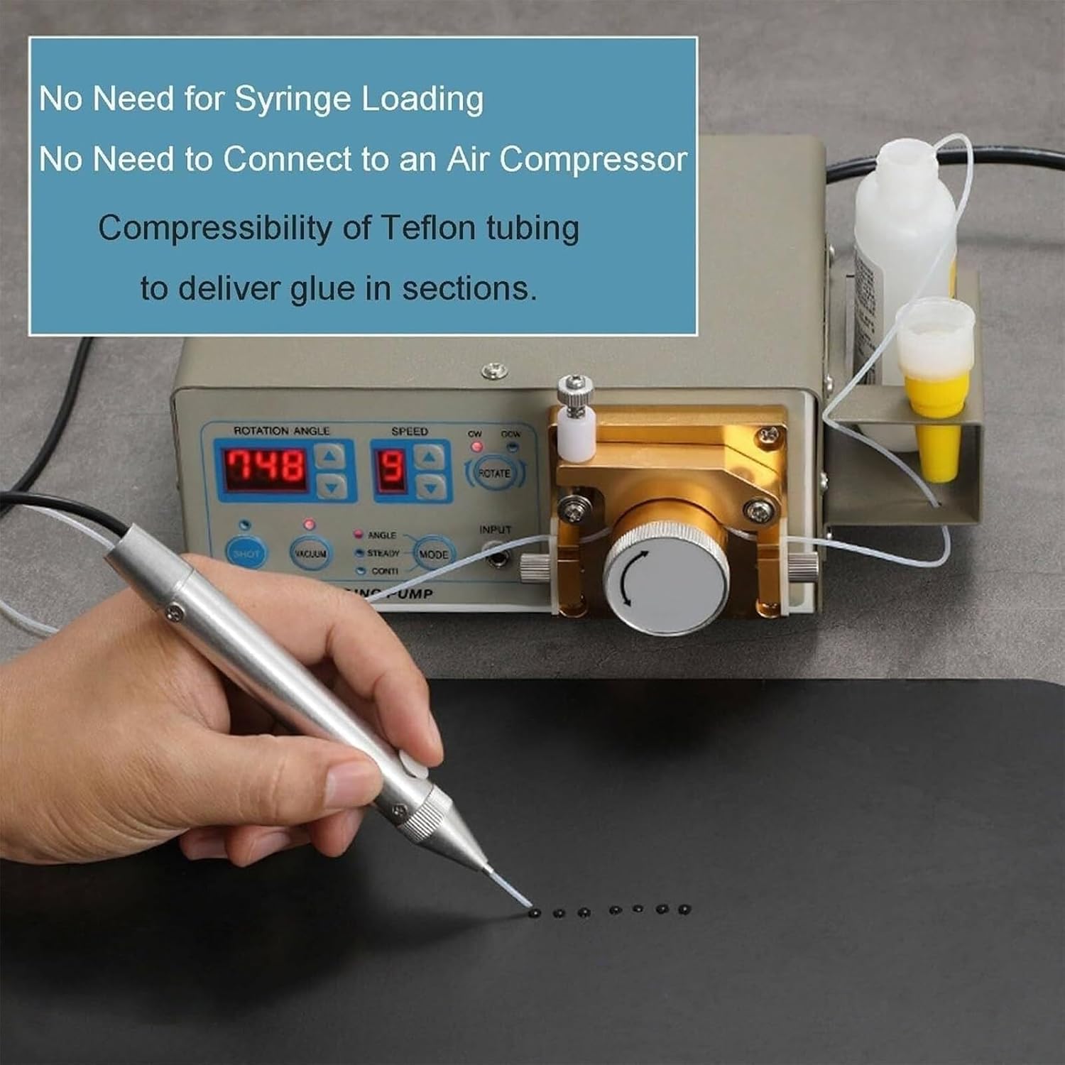 Peristaltic Glue Dispenser, Semi-Automatic Glue Dispenser Machine, High Precision 0.01%, Dispensing Frequency ≥800 Times/Min, for Solvents, Adhesives, Paints, Liquid Glue