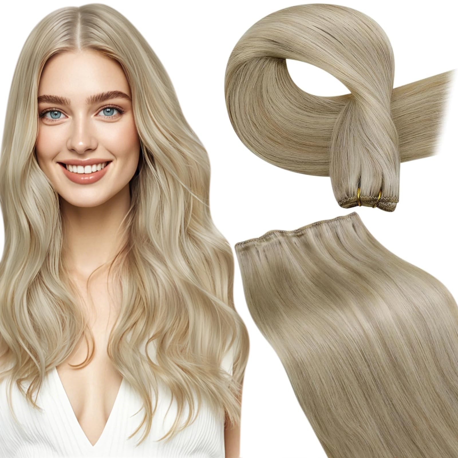 LaaVoo Wire Hair Extensions Human Hair 18 Inch Medium Brown Wire Human Hair Extensions Light Brown Human Hair Extensions Long Straight Hair 86g — view 33