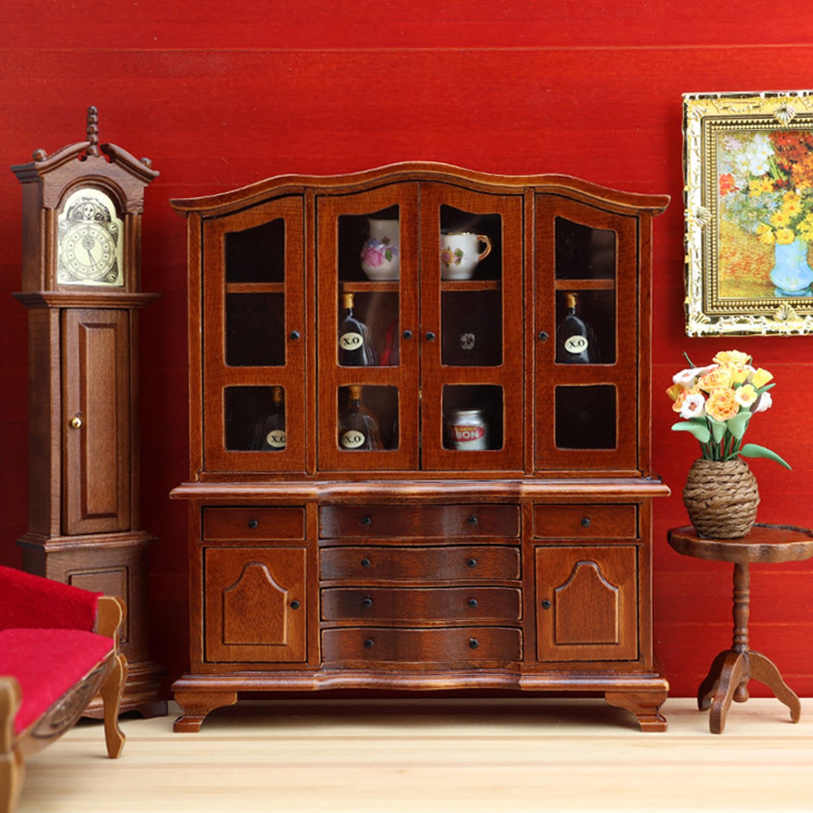 Generisch Armadio in miniatura per casa delle bambole in legno con ante
