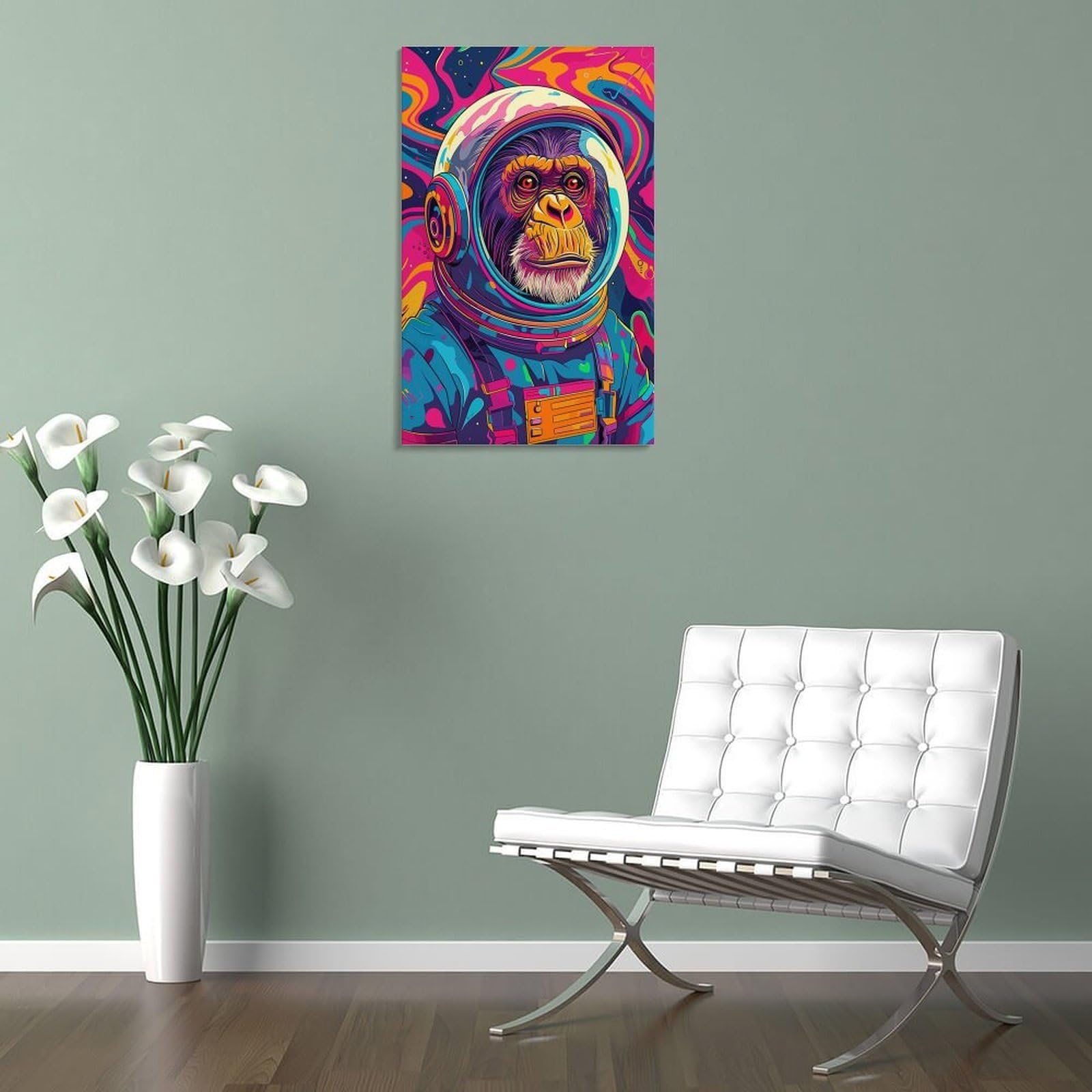 Junmoney Astronaut Space Chimp, Tableau Décoratif Pour Le Salon Et La Chambre D'amis, Art Pour La Décoration Intérieure, 24x36inch(60x90cm)