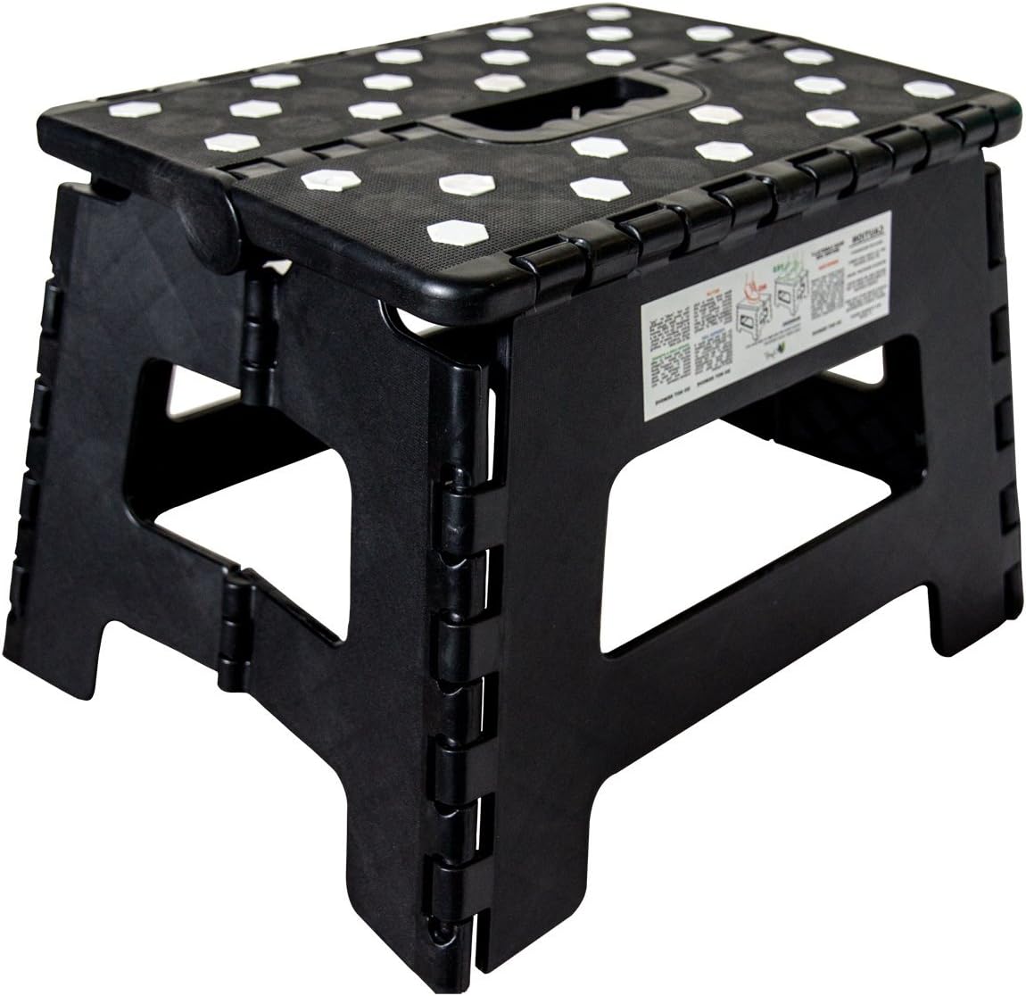 Orgalif Heavy Duty Folding Step Stool with Anti Slip Dots and Strong Support Step Ladder for Adults and Kids (Black)
