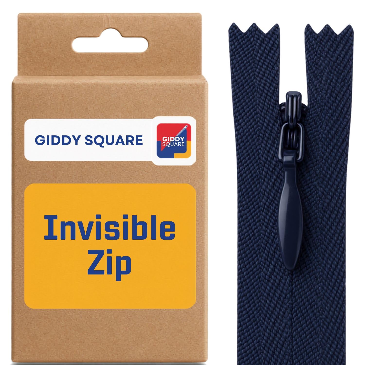 8" (20cm) Navy Invisible Zip - Concealed Nylon Closed-End