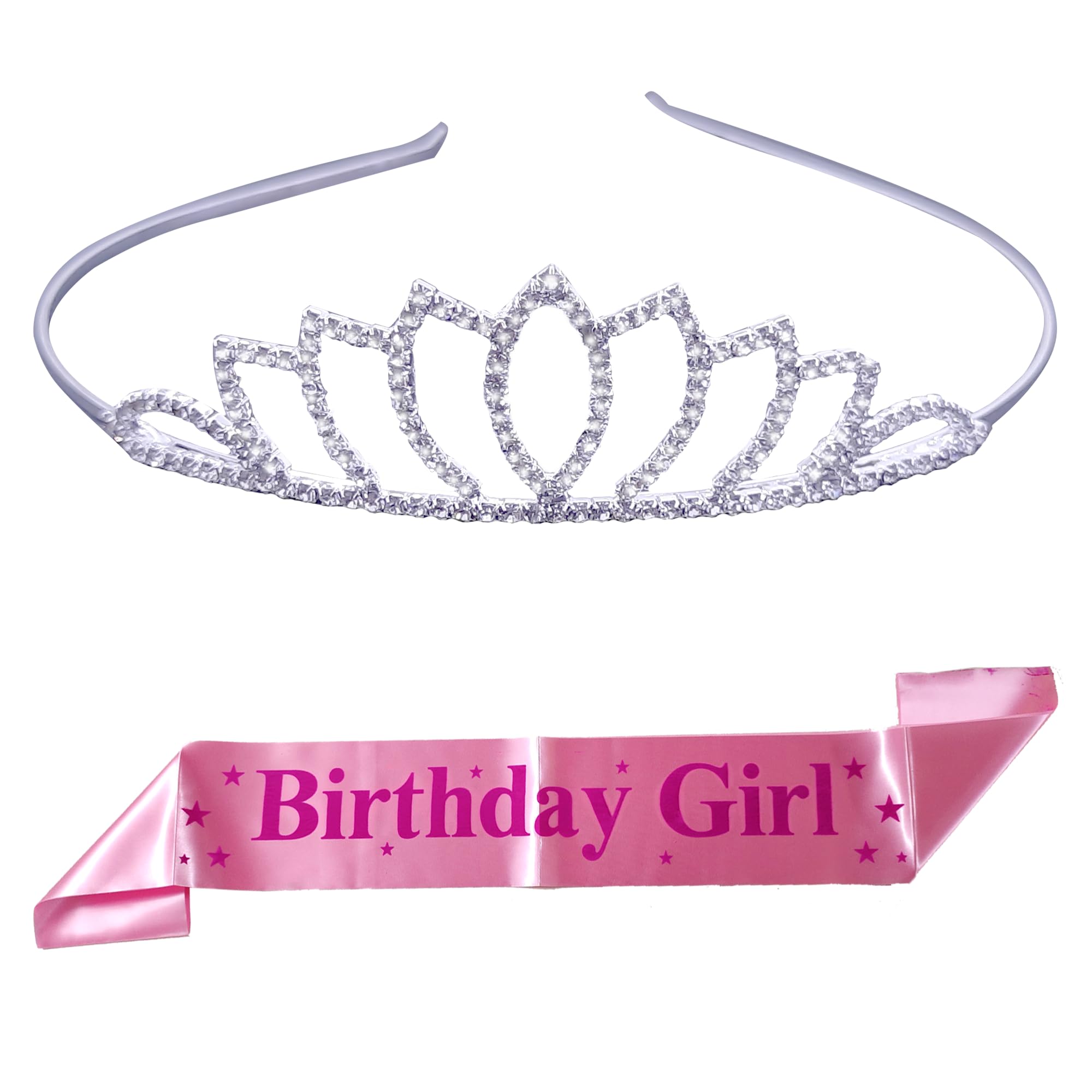 CURATED CART Princess Rhinestone Crystal Vintage Lotus Crown Headband with Soft Satin Pink Birthday Girl Sash for Birthday, Pageant, Costume, Crown Bridal for Wedding Halloween (B0CPDMKCHB) Amazon Price History, Amazon Price Tracker