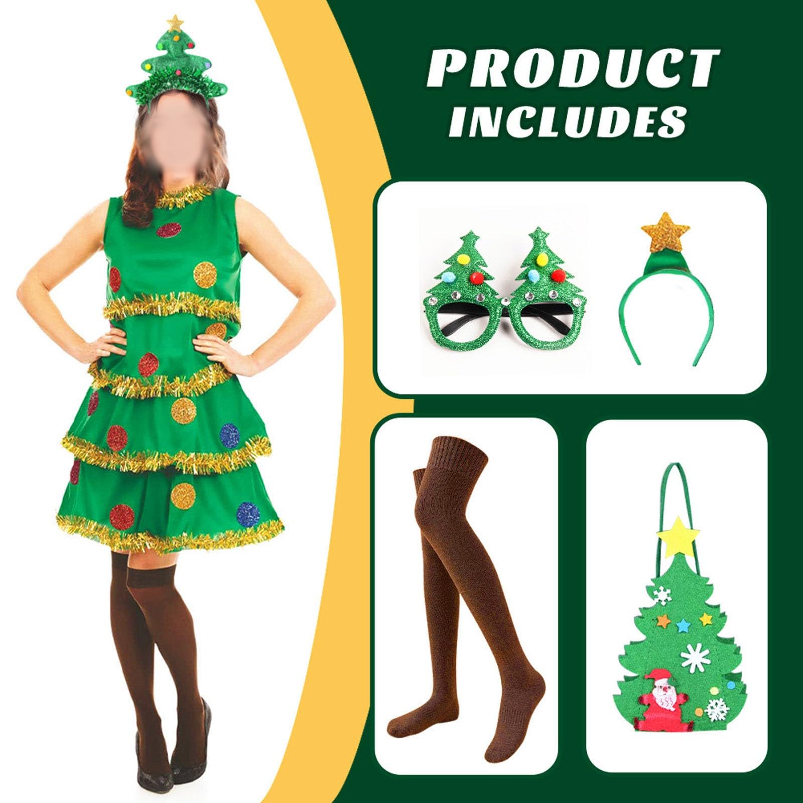 Lustiges Weihnachtsbaum-Kostüm – Unisex-Weihnachtsanzug Als Jumpsuit Mit Tannenbaum-Design, Für Partys & Karneval, Bequem Und Auffällig