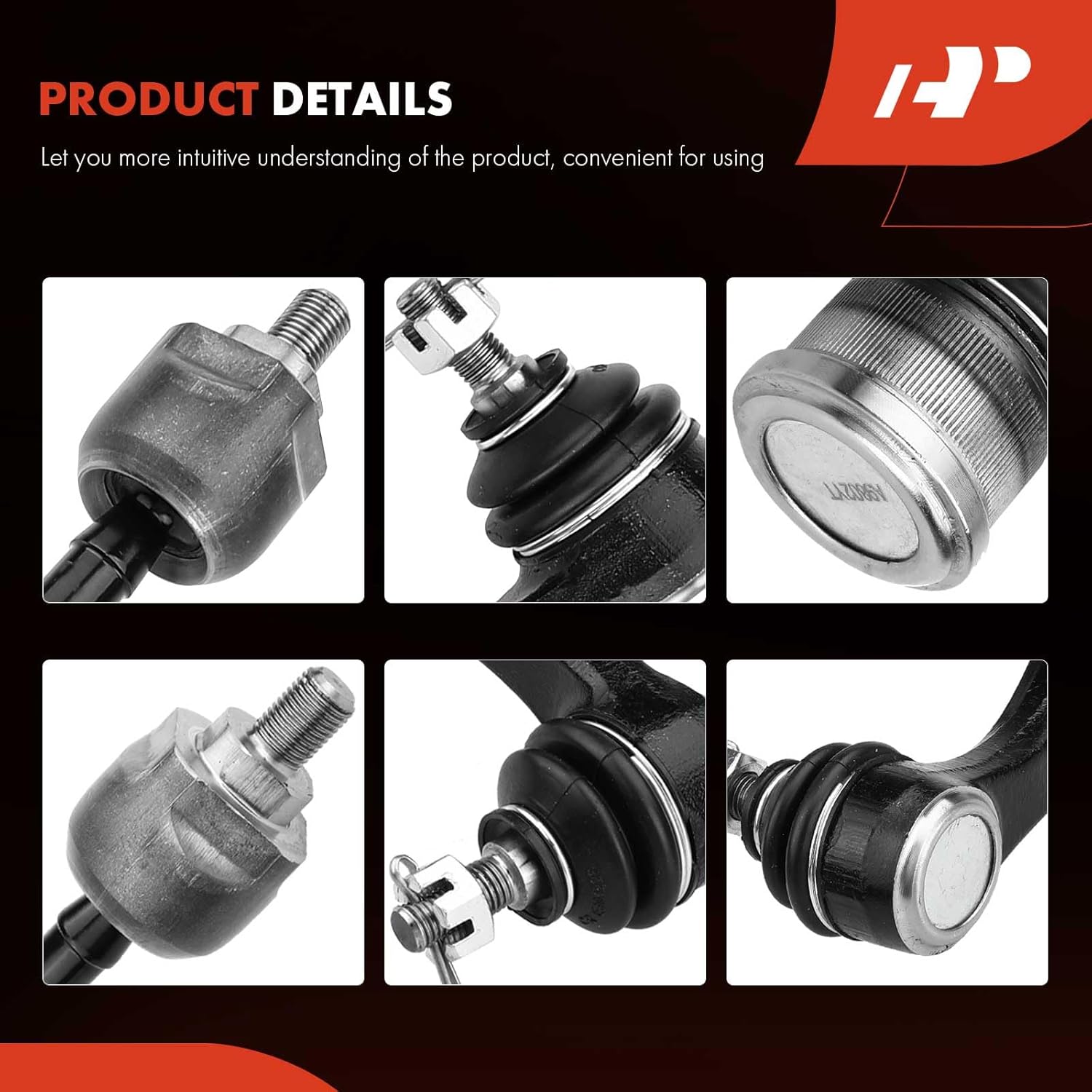 A-Premium Set of 6, Front Lower Ball Joint, Inner & Outer Tie Rod End, Compatible with Honda CR-V 1997 1998 1999 2000 2001