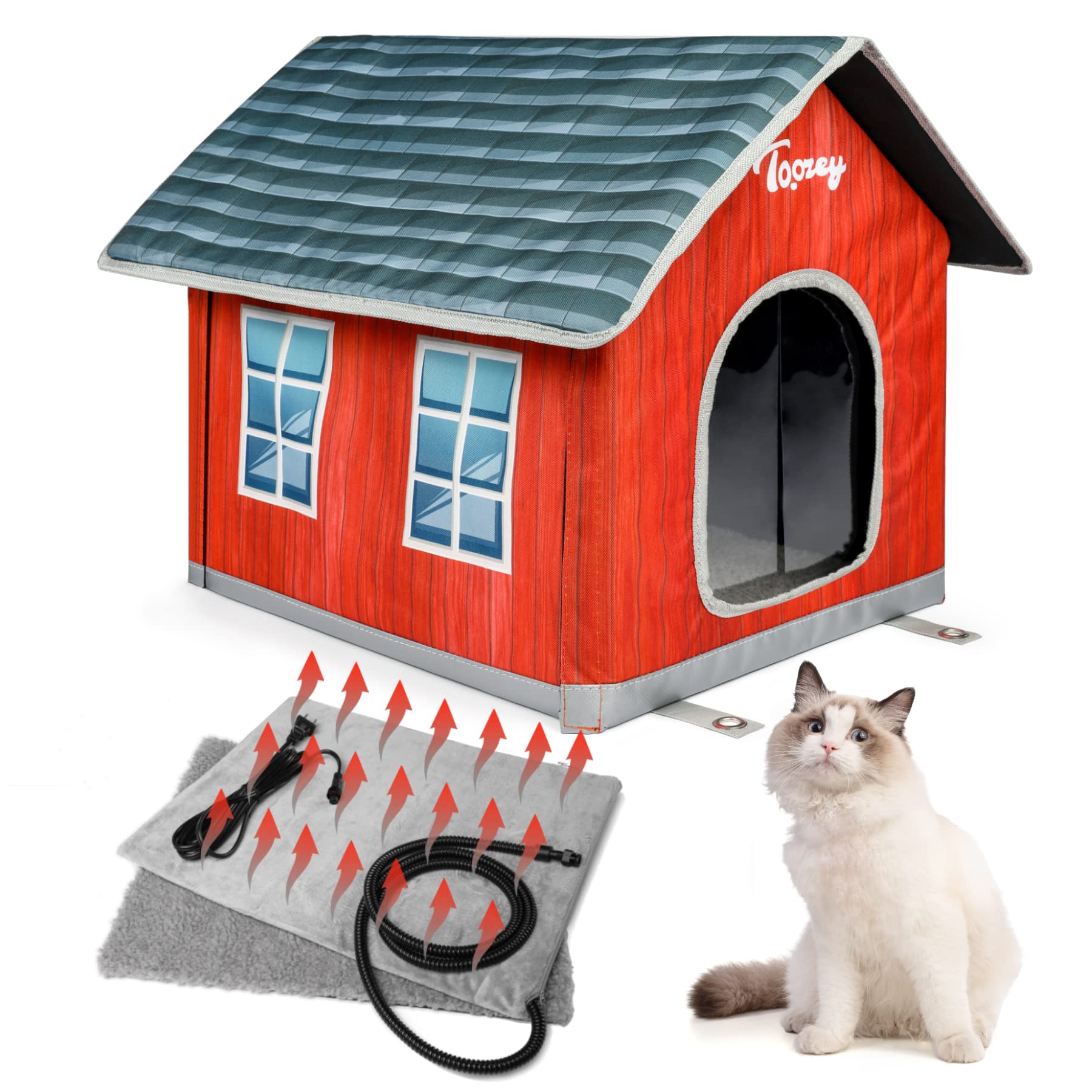Buy Toozey Heated Cat House for Winter, Indoor/Outdoor Weatherproof Cat