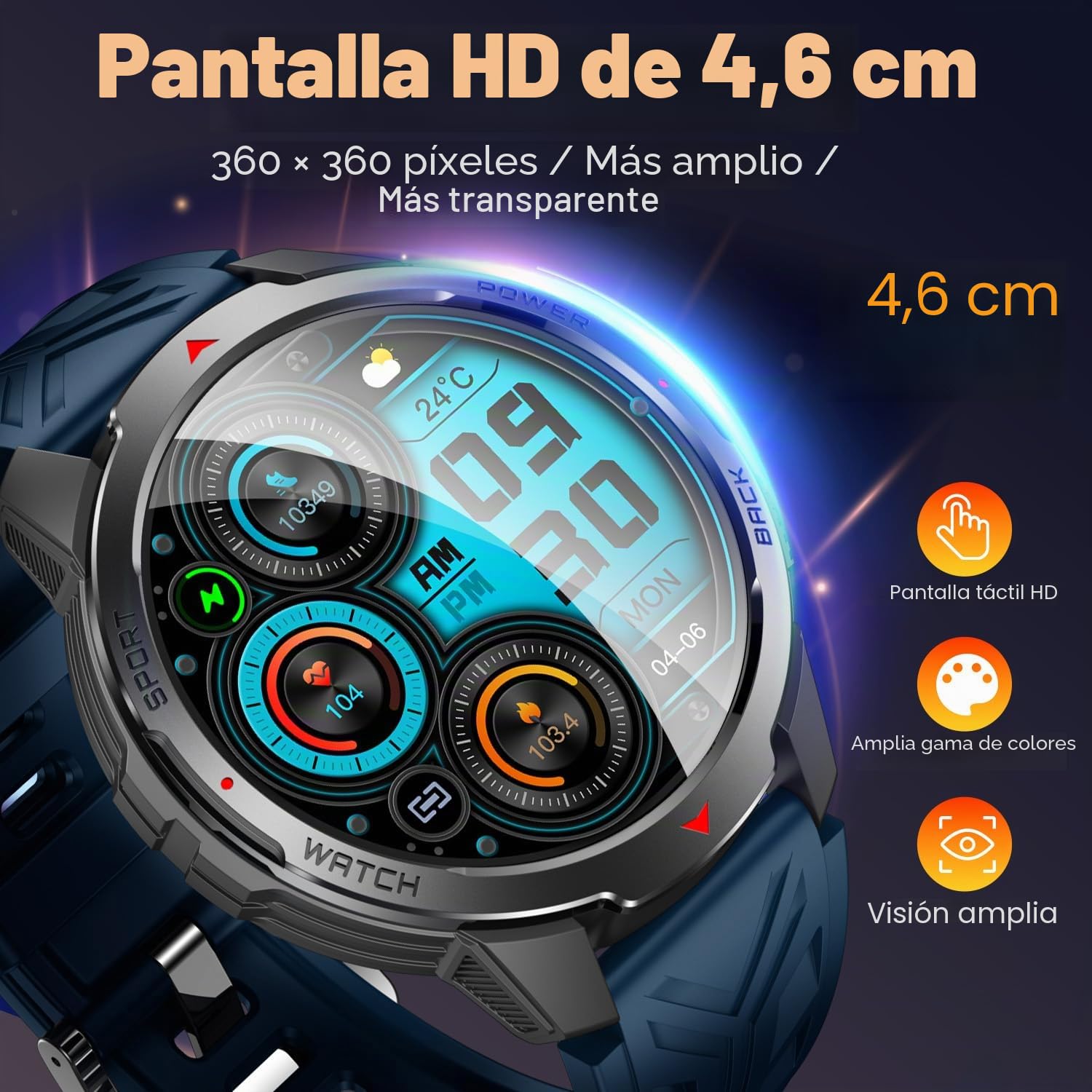 Reloj Inteligente Hombre Smartwatch con Llamada ：1.8" TFT Bluetooth Smart Watch con Linterna LED Brújula 1100mAh 3ATM Impermeable 120+Modos Deportivos Frecuencia Cardíaca SpO2 Sueño para iOS Android