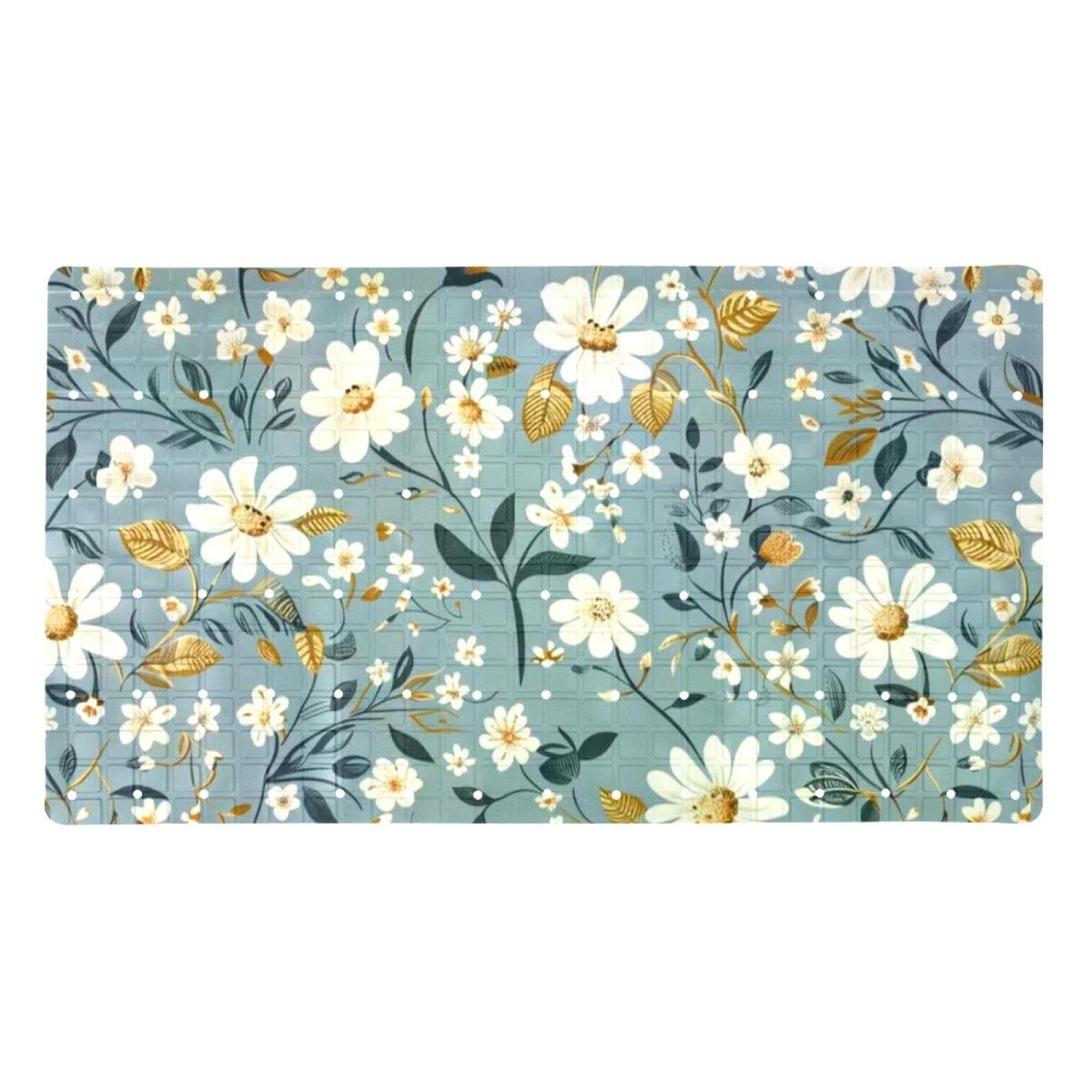 Alfombrilla de baño para bañera segura con agujeros de drenaje Little Florals