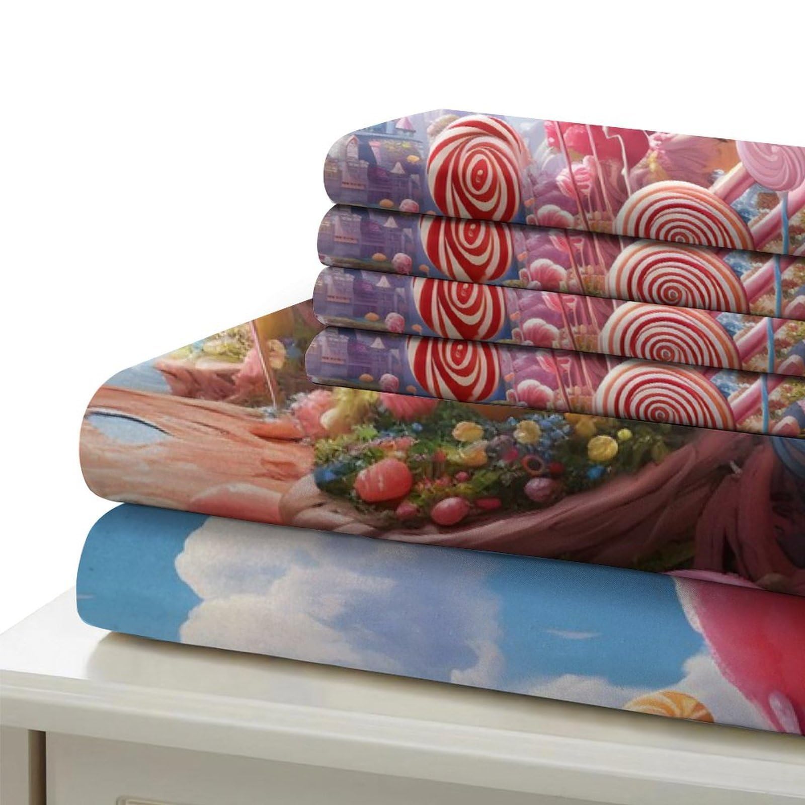 Fantasia di Candyland Impressione 3D 3 pz cover piumone Stile artistico fantasy coperteletto microfibra ipoallergenica zip per bambini uomini adulti Super king（260x220cm）
