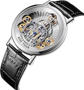 Amazon | Reef Tiger ラグジュアリースケルトンウォッチメンズホイール