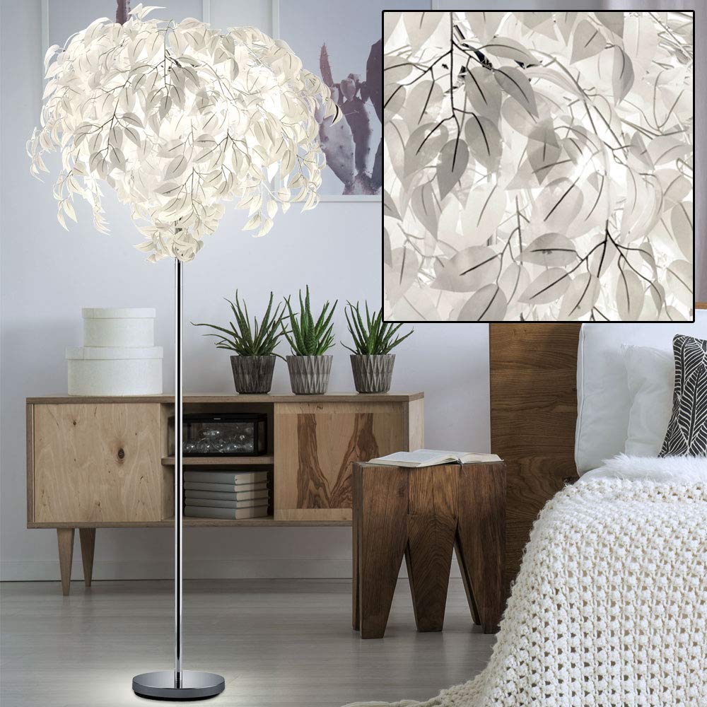 RL LIVE YOUR LIGHT Reality Leuchten Stehleuchte Leavy R40463001, Metall Nickel matt, Schirm Kunststoff weiß, 70 x 70 x 180 cm