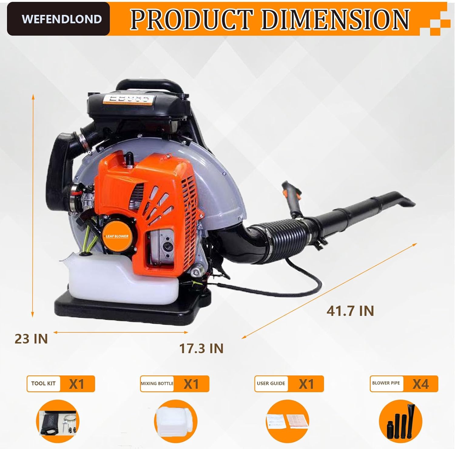 Backpack Gas Powered Leaf Blower, Commercial 2.7kW 850CFM 63CC 4.3HP 2-Stroke Powerful Lightweight Gasoline Grass Lawn Blower w/Harness Air-Cooled & 1.8L Fuel Tank for Yard Lawn Care, Snow Removal