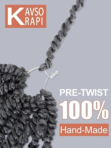 Miniatura 4 de Pelo de Passion Twist gris de 12 pulgadas, trenzas de ganchillo pretrenzadas, pelo corto de ganchillo preenrollado, paquete de 8 paquetes (Tgrisgris